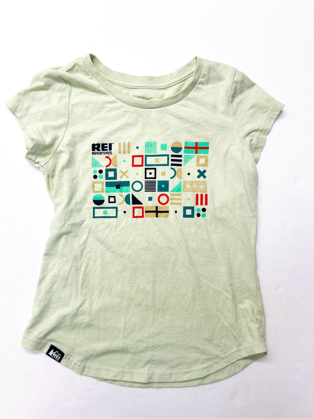 REI Girls Light Green Abstract Graphic Short Sleeve Tee